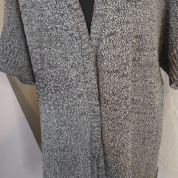 Tahari Women'a Gray/White Marled Open-Front Cardigan Cotton Blend Size XL - Picture 4 of 8